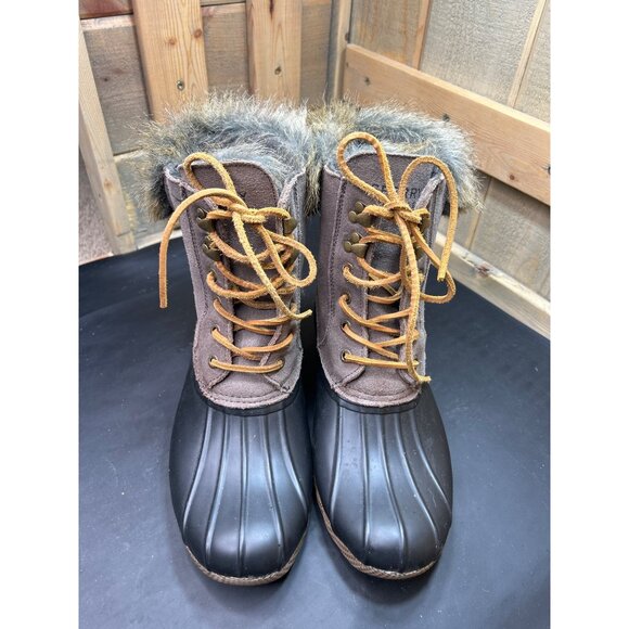 Sperry Womens Size 9 Duck Boots With Faux Fur Trim & Lace-Up Closure - Picture 3 of 9